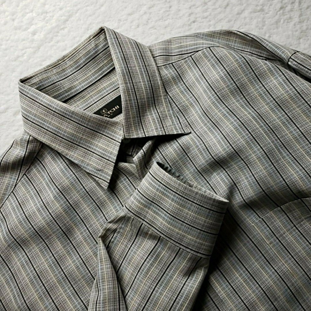 Bugatchi Shirt Mens Large Gray Stripe Long Sleeve Button-Up Casual‎ Pocket